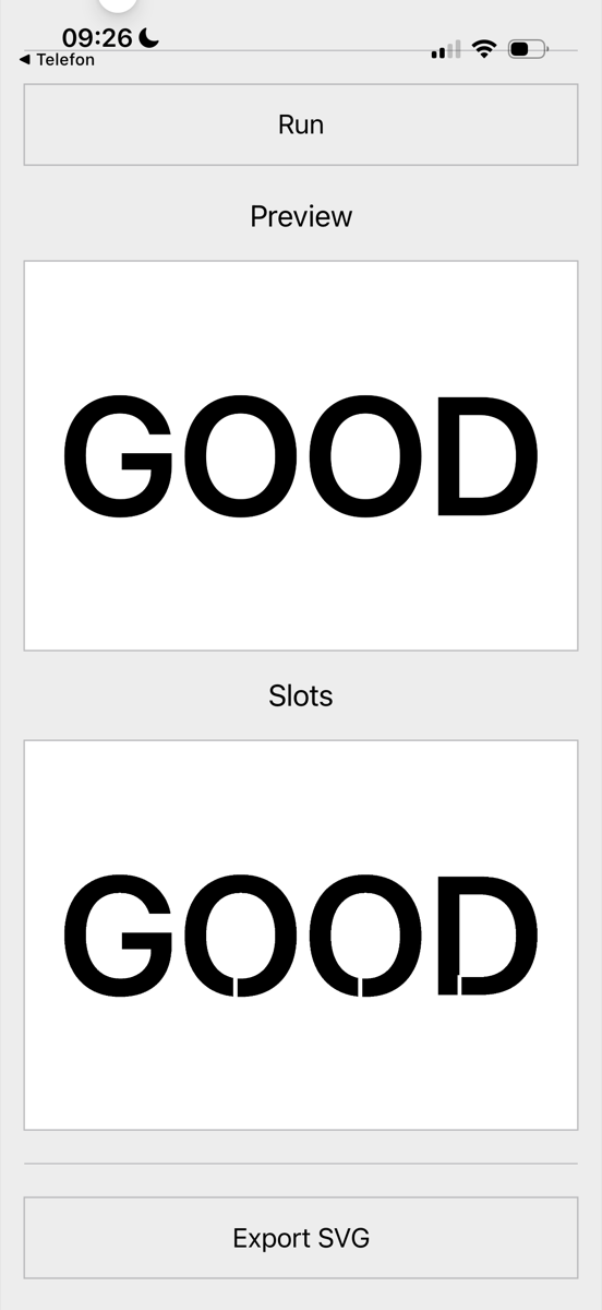 LabeLove iOS stencil preview with slots
